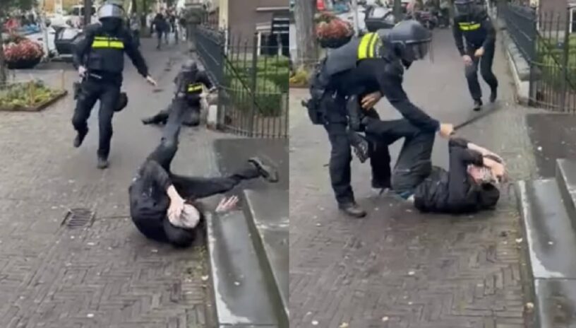 Brute arrestatie in Den Haag: ME’er haalt relschopper keihard onderuit Brute arrestatie in Den Haag: ME’er haalt relschopper keihard onderuit